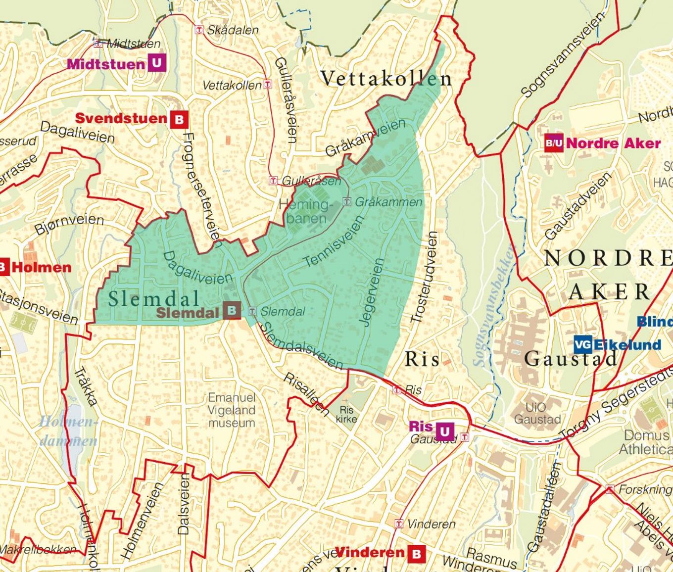 Forslag til geografisk fordeling av Slemdals elever