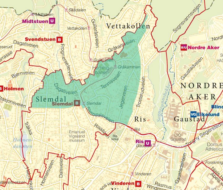 Forslag til geografisk fordeling av Slemdals elever